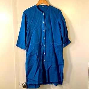 Eileen fisher linen blue button down tunic